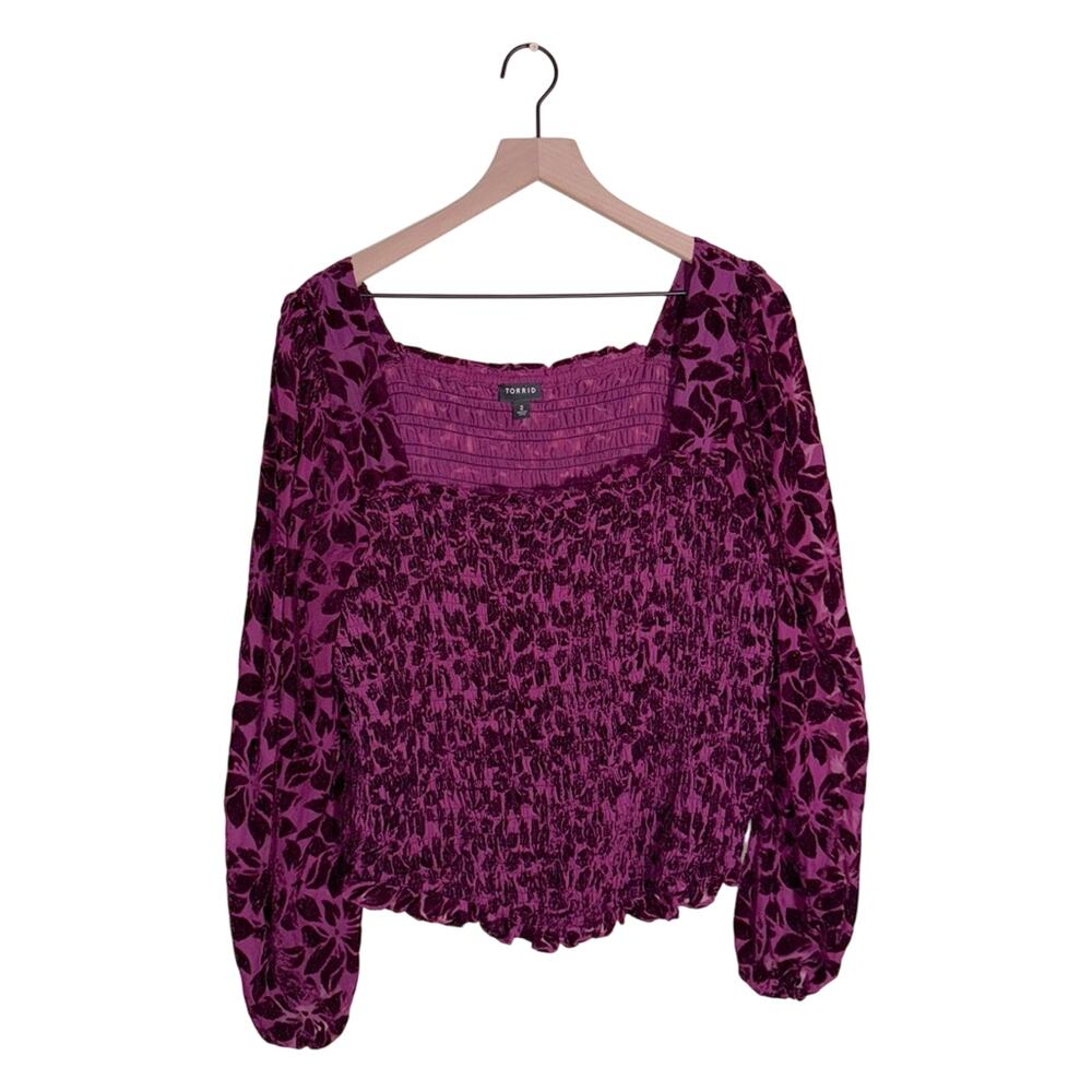 TORRID square neckline whimsigoth velvet burnout blouse 2X